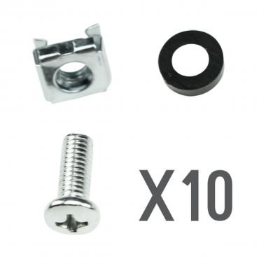 KIT 10 VITI, DADI E RONDELLE PER INSTALLAZIONI SU ARMADI RACK 19" COLORE ZINCO