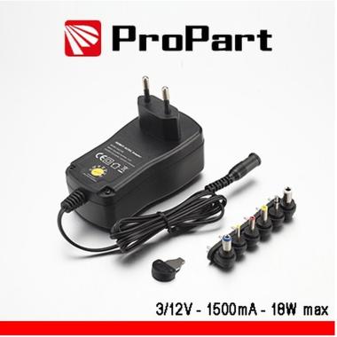 Alimentatore switching multitensione 3-12v 1500ma 18w max
