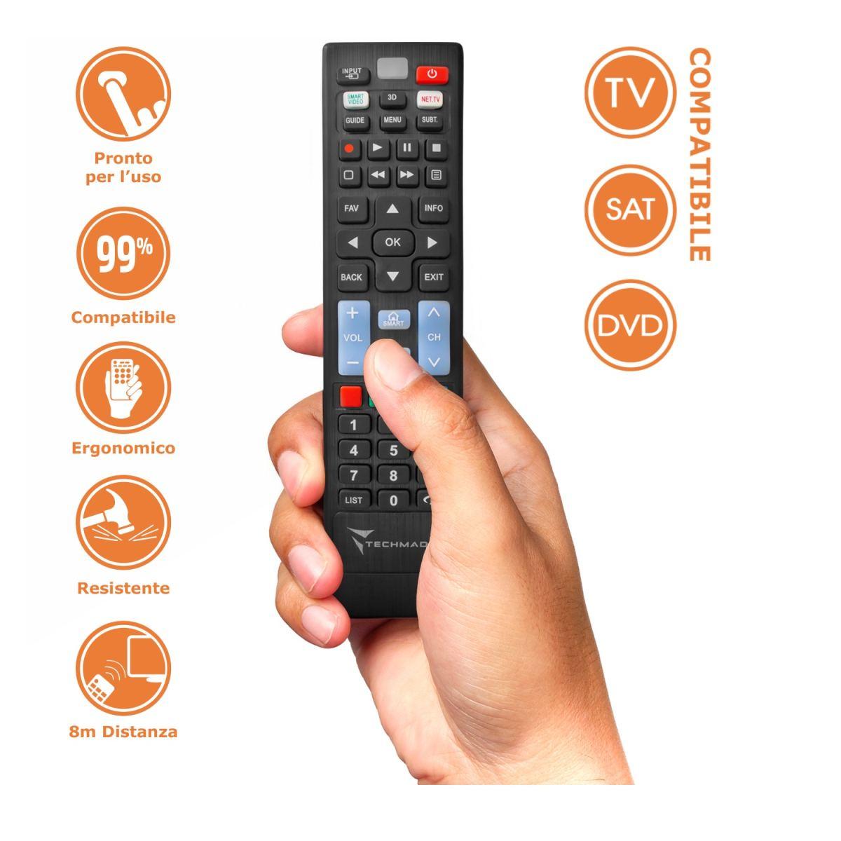 Techmade telecomando automatico universale 3 in 1 sat tv dvd