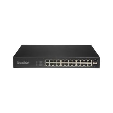 SWITCH 24 PORTE RJ45 + 2 SFP GIGA, VELOCITÀ DELLA PORTA 10/100/1000 MBPS, MASSIMO 20WPLUG & PLAY, TECNOLOGIA DI RISPARMIO ENERGETICO