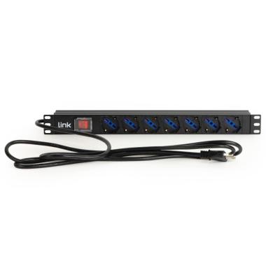 MULTIPRESA DA RACK 19" 7 PRESE UNIVERSALI CON INTERRUTTORE, SPINA ITALIANA, 16A, CAVO MT 3