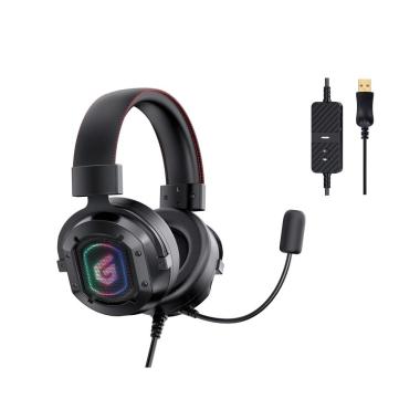 Cuffie con microfono gaming usb 7.1 conceptronic athan02b color led breathing lighting, cavo 2,2 mt