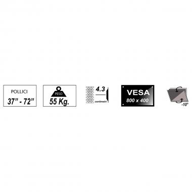 STAFFA A MURO PER TV FINO A 55 KG, DA 37" A 72" FINO A VESA 800X400