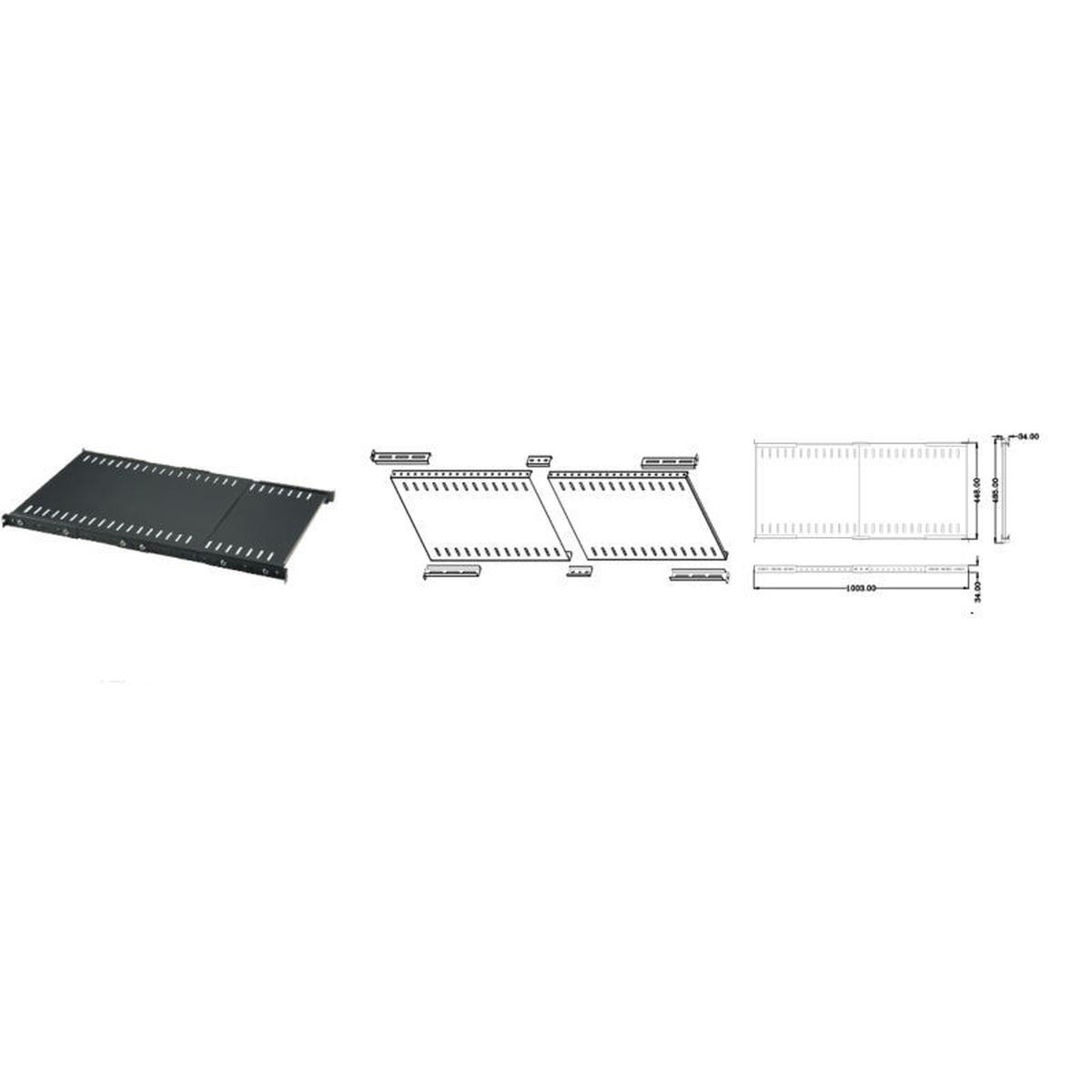 Ripiano allungabile per armadi rack fino a 1000 mm colore nero