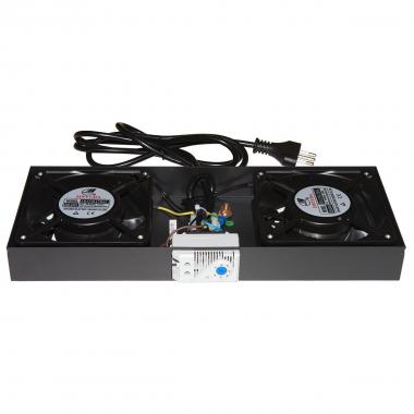 Modulo 2 ventole con termostato per armadi rack a muro link colore nero
