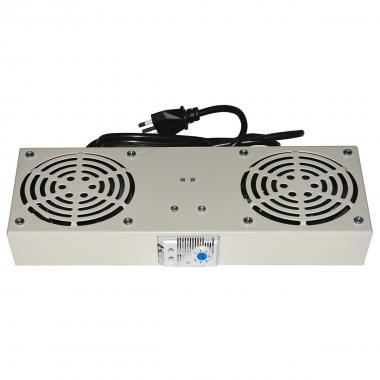 Modulo 2 ventole con termostato per armadi rack a muro link colore grigio