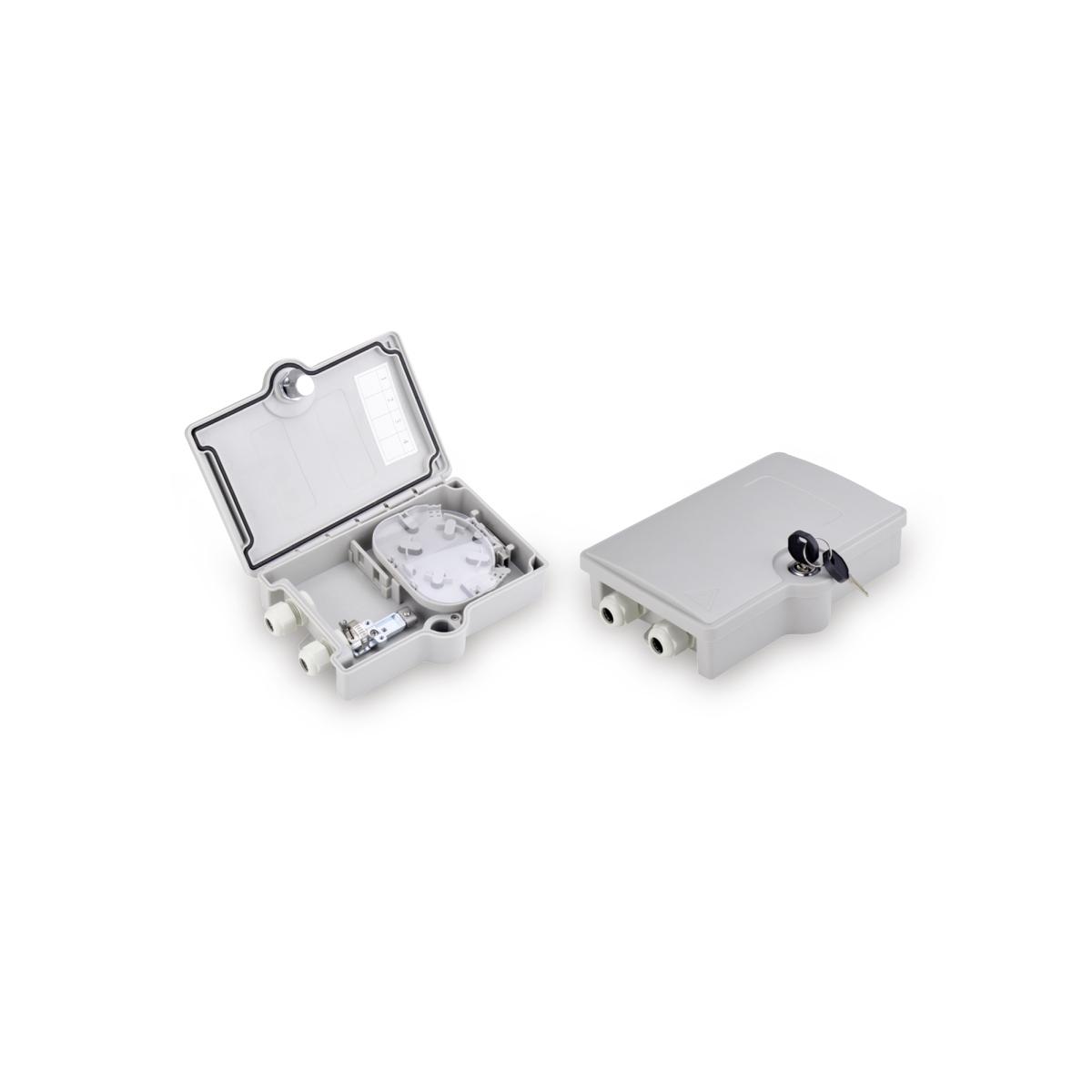 Scatola da esterno ftth per 2 adattatori sc/sx o 2 lc/dx