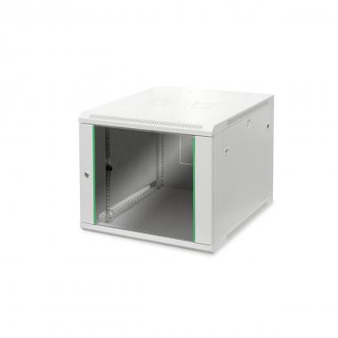 ARMADIO RACK 19" 12 UNITA' DA MURO (A)505 X (L)600 X PROFONDITA' 600 MM. COLORE GRIGIO PORTA VETRO