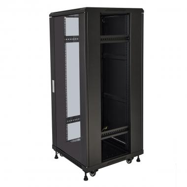 ARMADIO RACK 19" 27U (A)1388 (L)600 (P)600 COLORE NERO PORTA VETRO