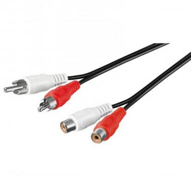 Cavo audio video 2 connettori rca maschi o/femmina mt. 1,50, e10113